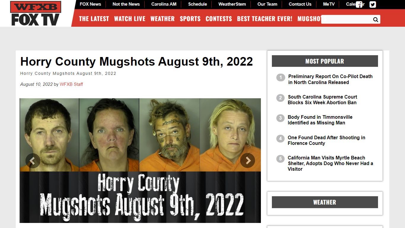 Horry County Mugshots August 9th, 2022 - WFXB