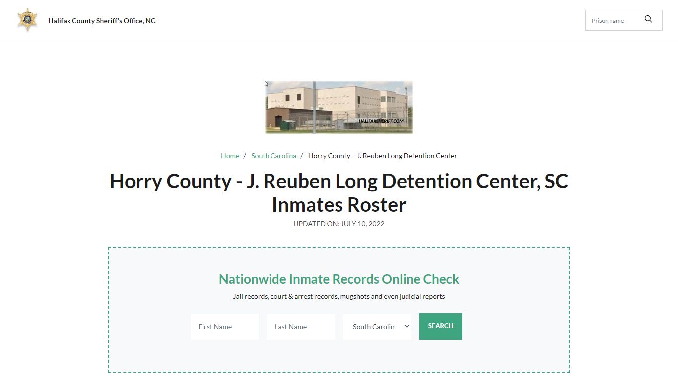 Horry County - J. Reuben Long Detention Center , SC Inmates Roster